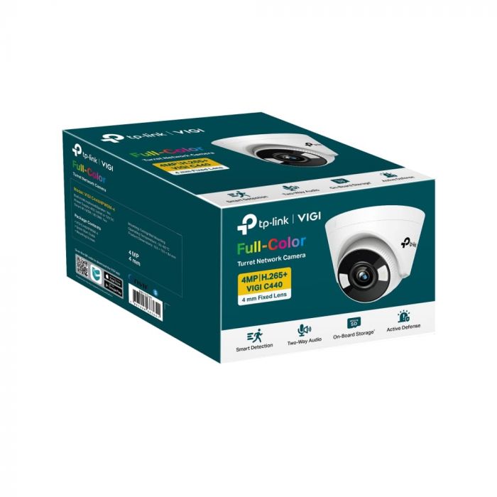 IP-Камера TP-LINK VIGI C440-4, PoE, 4Мп, 4 мм, H265+, IP66, Turret, кольорове нічне бачення, внутрішня