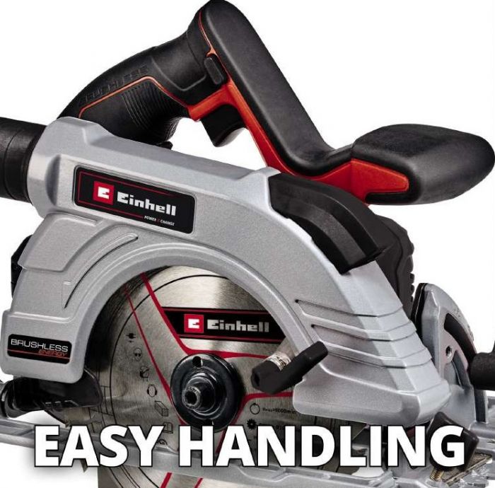 Пила циркулярна Einhell TE-CS 18/190 Li BL - Solo акум., PXC, 18В, безщітк., 3800 об/хв, диск 190х20 мм, 3.23 кг (без АКБ і ЗП)