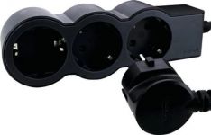 Подовжувач СТАНДАРТ 3х2К+З розетки, 16 А, з кабелем 5 м, колір Чорний