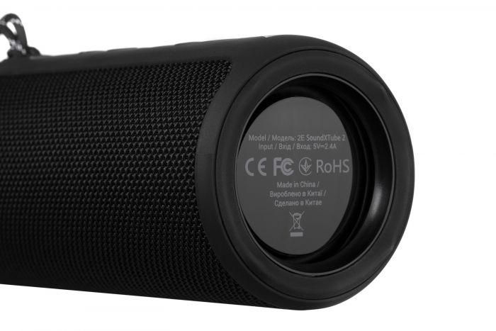 Портативна акустична система 2E SoundXTube2 30Вт, ВТ 5.0, MP3, TWS, Party Mode, IPX7, Чорний