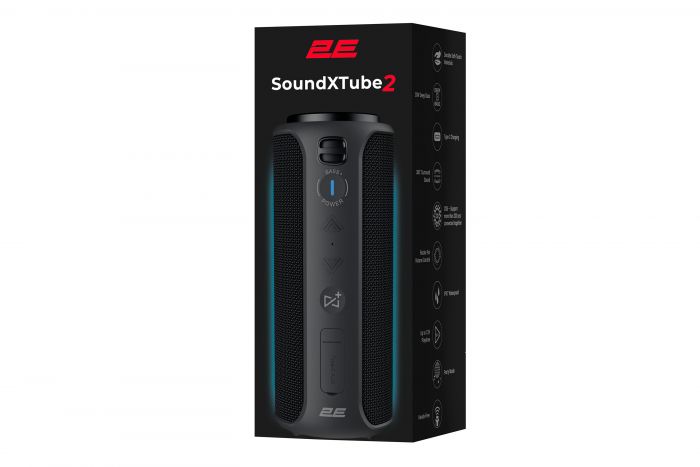 Портативна акустична система 2E SoundXTube2 30Вт, ВТ 5.0, MP3, TWS, Party Mode, IPX7, Чорний