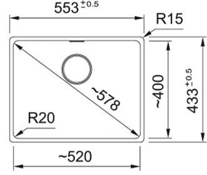 Мийка кухонна Franke Maris, фраграніт, прямокутник, без крила, 553х433х200мм, чаша - 1, універсальна, MRG 110-52, чорний матовий (+вентиль)