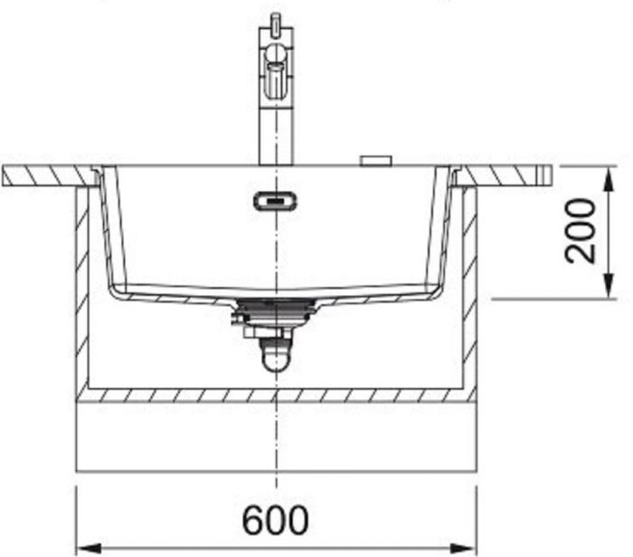 Мийка кухонна Franke Maris, фраграніт, прямокутник, без крила, 553х433х200мм, чаша - 1, універсальна, MRG 110-52, чорний матовий (+вентиль)
