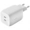 Зарядний пристрій мережевий Belkin 65Вт 2хUSB-С GAN PD PPS, білий