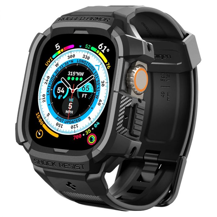Чохол та ремінець 2в1 Spigen для Apple Watch Ultra 49mm Rugged Armor Pro, Black