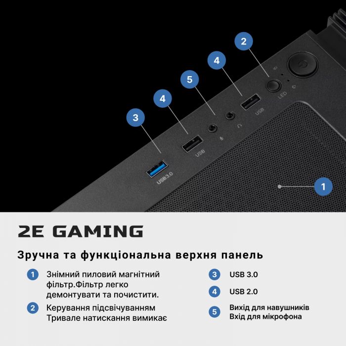Комп’ютер персональний 2E Complex Gaming AMD R5-5600X, 16Gb, F512GB+F1TB, NVD3050-8, B550, G3301, 600W, Win11