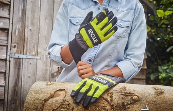 Рукавички для роботи з ланцюговою пилкою Ryobi RAC258MM, вологозахист, нар. М