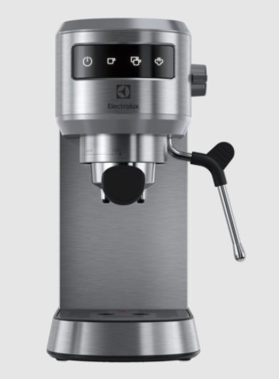 Кавоварка Electrolux рожкова, 1л, мелена, ручний капуч, LED-дисплей, підігрів чашок, нерж