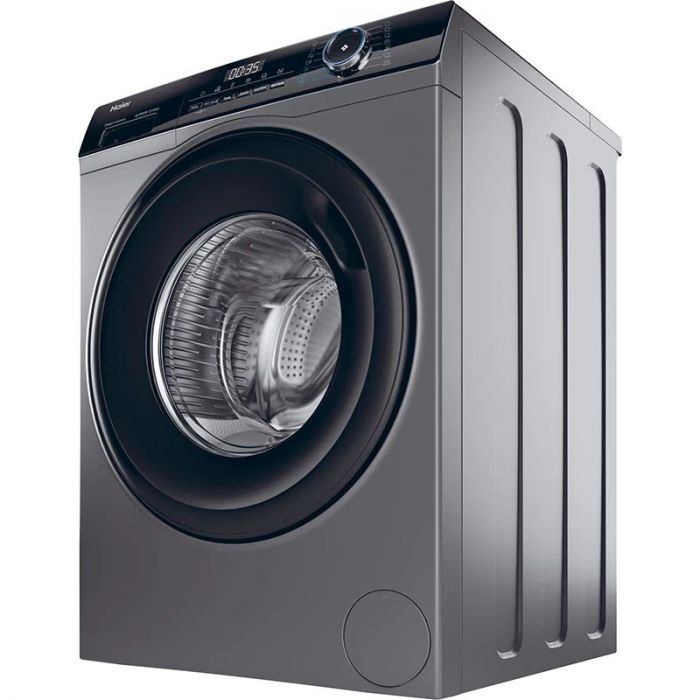 Пральна машина Haier фронтальна, 8кг, 1400, A+++, 56см, дисплей, пара, інвертор, люк чорний, прямий привід, cріблястий
