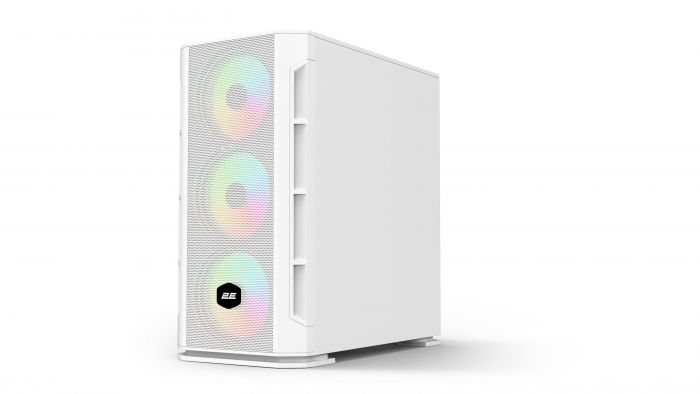 Корпус 2E Gaming Calleo GB700W, без БЖ, 2xUSB 3.0, 1xUSB 2.0, 4x120mm ARGB, controller with remote, TG Side Window, mATX, білий