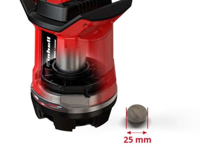 Насос для брудної води акумуляторний EInhell GE-DP 18/25 Li - Solo, PXC, 18В, 7500 л/ч, вис 5м, глиб 4м, до 25мм, 2.8кг (без АКБ і ЗП)