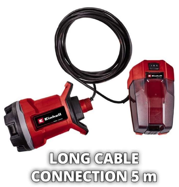 Насос для брудної води акумуляторний EInhell GE-DP 18/25 Li - Solo, PXC, 18В, 7500 л/ч, вис 5м, глиб 4м, до 25мм, 2.8кг (без АКБ і ЗП)