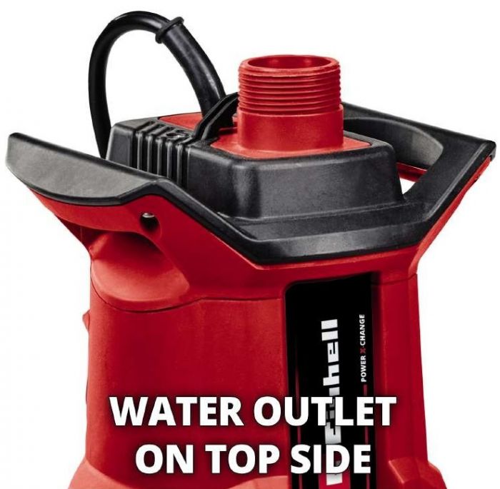 Насос для брудної води акумуляторний EInhell GE-DP 18/25 Li - Solo, PXC, 18В, 7500 л/ч, вис 5м, глиб 4м, до 25мм, 2.8кг (без АКБ і ЗП)