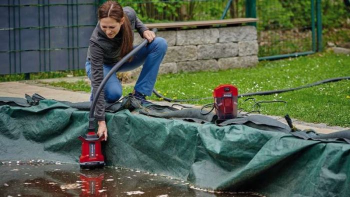 Насос для брудної води акумуляторний EInhell GE-DP 18/25 Li - Solo, PXC, 18В, 7500 л/ч, вис 5м, глиб 4м, до 25мм, 2.8кг (без АКБ і ЗП)