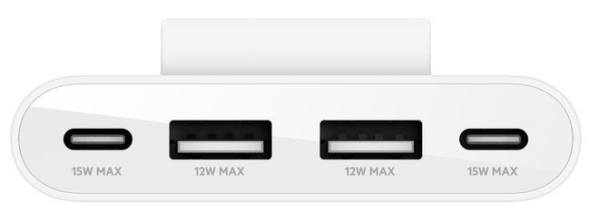 Адаптер Belkin 2хUSB-C/2хUSB-A, 2м, білий
