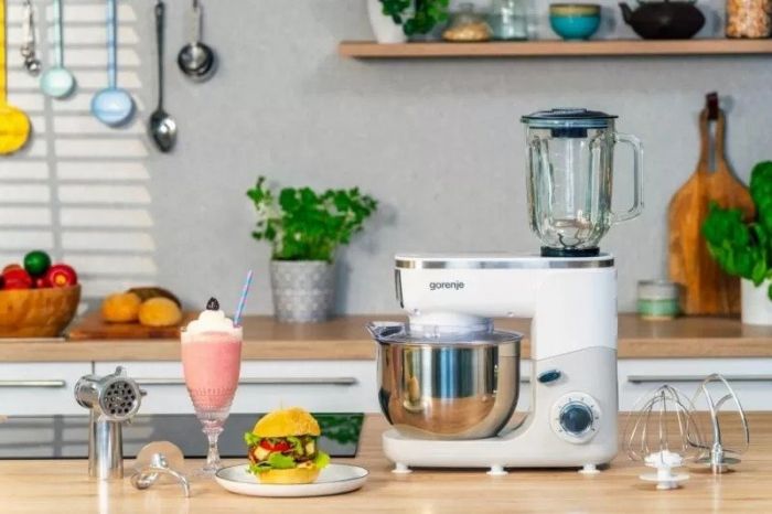 Кухонна машина Gorenje, 1000Вт, чаша-метал, корпус-пластик+метал, насадок-6, білий