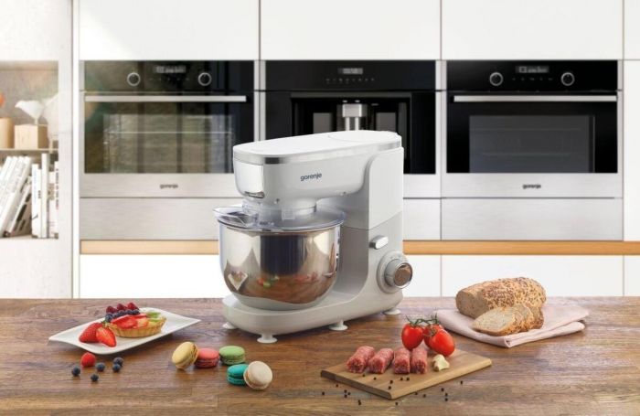 Кухонна машина Gorenje, 1000Вт, чаша-метал, корпус-пластик+метал, насадок-6, білий