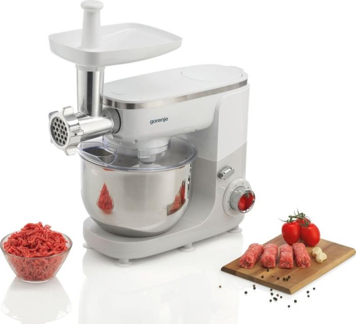 Кухонна машина Gorenje, 1000Вт, чаша-метал, корпус-пластик+метал, насадок-6, білий