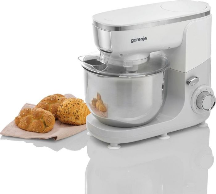 Кухонна машина Gorenje, 1000Вт, чаша-метал, корпус-пластик+метал, насадок-6, білий