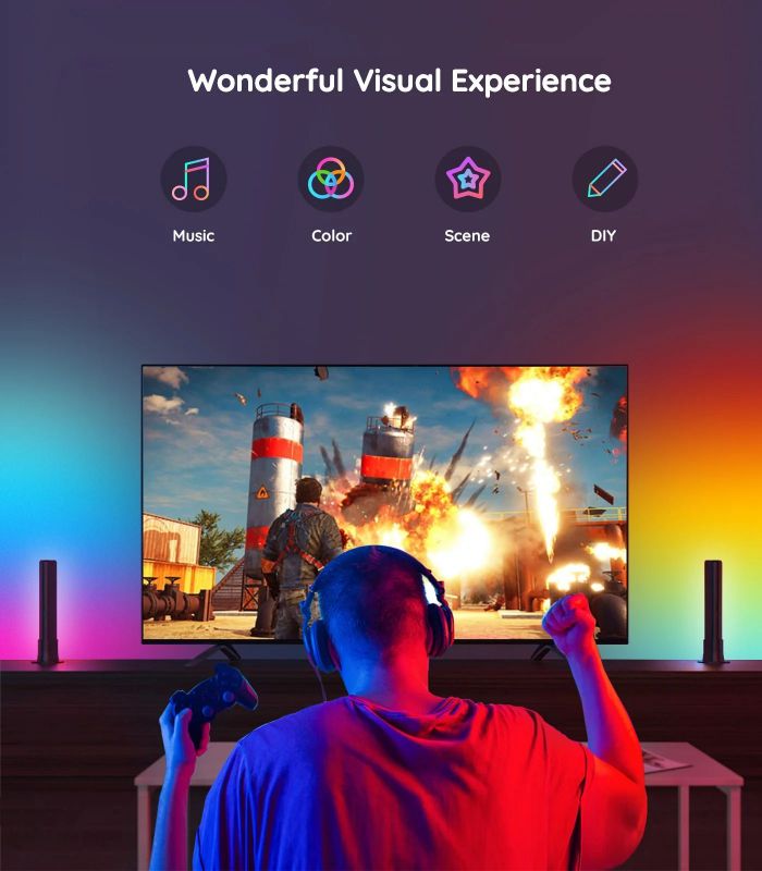 Набір підсвічування Govee H6056 Flow Plus Light Bars, RGBICWW, WI-FI/Bluetooth, чорний