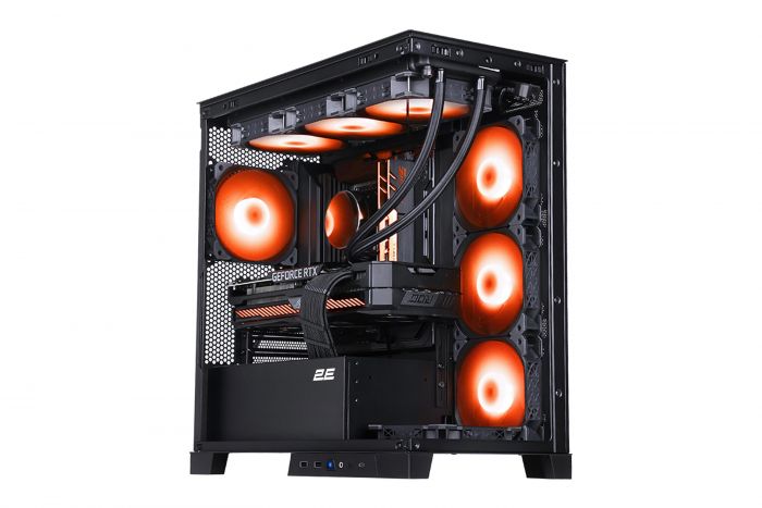 Корпус 2E Gaming Fantom GK701B, без БЖ, 2xUSB 3.0, 1xUSB Type-C, 4x120mm ARGB, controller with remote, TG Side/Front Panel, mATX, чорний