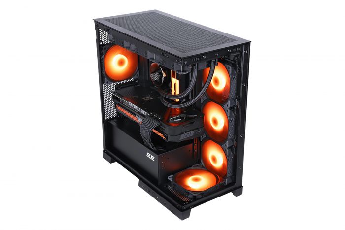 Корпус 2E Gaming Fantom GK701B, без БЖ, 2xUSB 3.0, 1xUSB Type-C, 4x120mm ARGB, controller with remote, TG Side/Front Panel, mATX, чорний