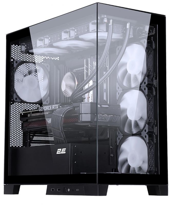 Корпус 2E Gaming Fantom GK701B, без БЖ, 2xUSB 3.0, 1xUSB Type-C, 4x120mm ARGB, controller with remote, TG Side/Front Panel, mATX, чорний