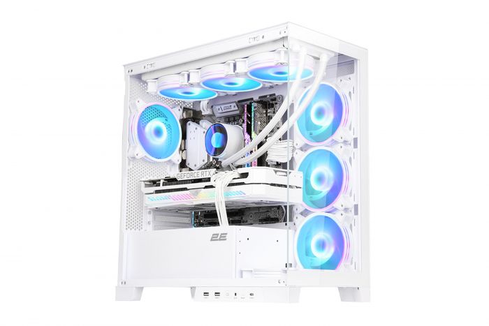 Корпус 2E Gaming Fantom GK701W, без БЖ, 2xUSB 3.0, 1xUSB Type-C, 4x120mm ARGB, controller with remote, TG Side/Front Panel, mATX, білий