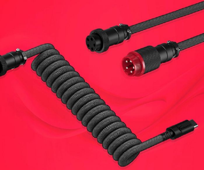 Кабель HyperX USB-A - USB-C спіральний, 1.37м Red/Black