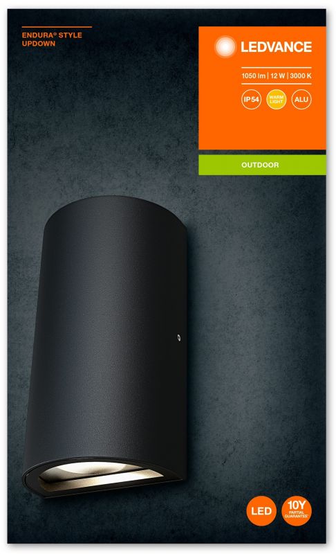 Cвітильник фасадний LEDVANCE ENDURA STYLE UPDOWN 12Вт 3000К 700Лм чорний