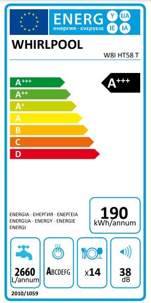 Посудомийна машина Whirlpool вбудовувана, 14компл., A+++, 60см, дисплей, 3й кошик, білий