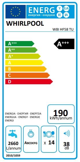 Посудомийна машина Whirlpool вбудовувана, 14компл., A+++, 60см, дисплей, 3й кошик, білий