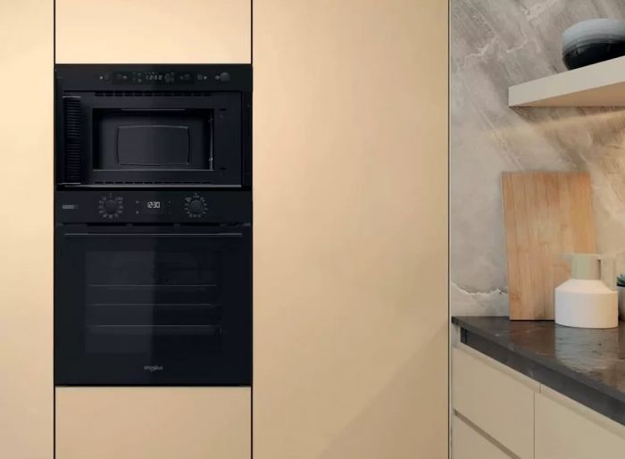 Мікрохвильова піч Whirlpool вбудовувана, 22л, електронне упр., 750Вт, гриль, дисплей, чорний