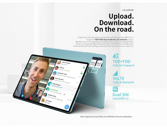 Планшет Teclast M50 Pro 10.1" 8ГБ, 256ГБ, LTE, 6000мА•год, Android, блакитний
