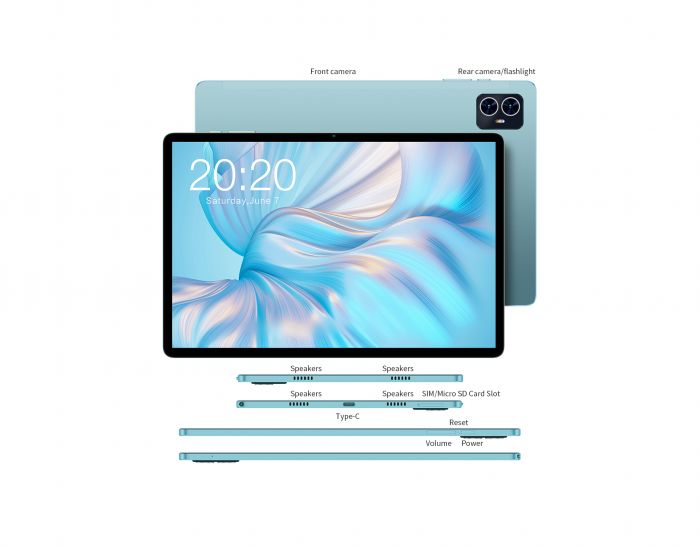 Планшет Teclast M50 Pro 10.1" 8ГБ, 256ГБ, LTE, 6000мА•год, Android, блакитний