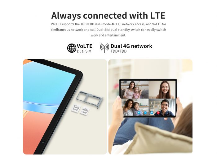 Планшет Teclast P40HD 10.1" 8ГБ, 128ГБ, LTE, 6000мА•год, Android, сірий