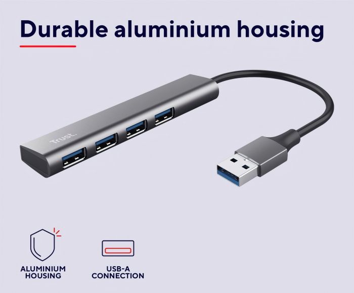 USB-хаб Trust Halyx 4-Port USB-A 3.2 Grey