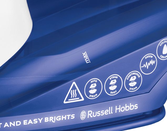 Праска Russell Hobbs Light & Easy Brights Sapphire, 2400Вт, 240мл, паровий удар -115гр, постійна пара - 35гр, керам. підошва, темно синій