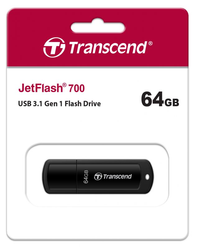Накопичувач Transcend  64GB USB 3.1 Type-A JetFlash 700 Чорний