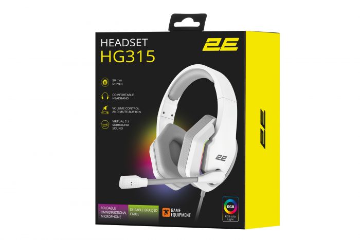 Гарнітура ігрова 2E GAMING HG315, 7.1, USB-A, RGB, 2м, білий