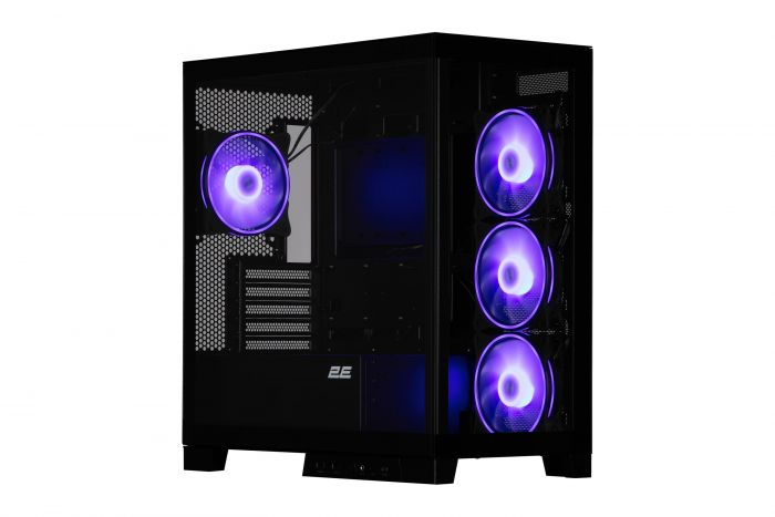 Корпус 2E GAMING Fantom GK701B без БЖ 2xUSB3.0, 1xUSBType-C, 4x120мм ARGB, VGA 400мм, LCS ready, контролер з пультом, TG Side/Front Panel, mATX, чорний