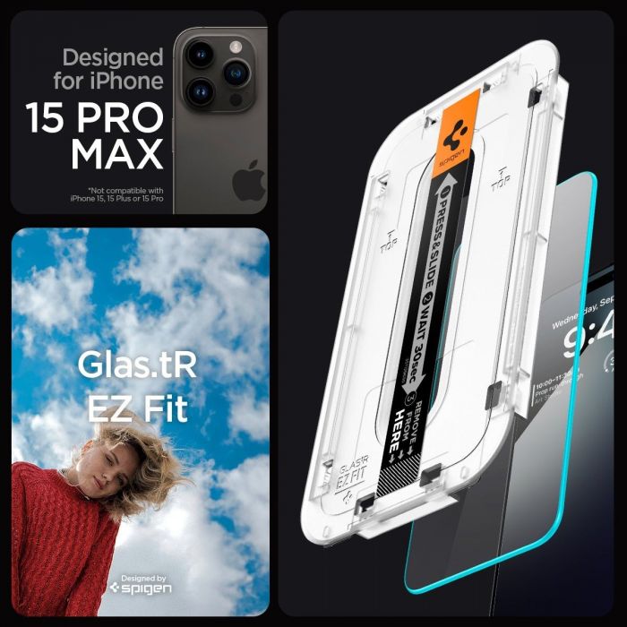 Захисне скло Spigen для Apple iPhone 15 Pro Max tREZ (2 Pack)