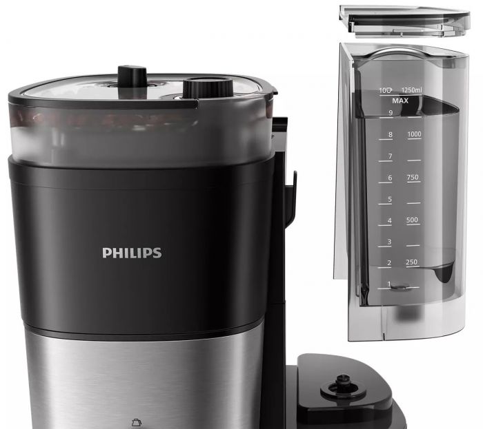 Кавоварка Philips крапельна All-in-1 Brew, 1.25л, зерно+мелена, дисплей, підігрів кавника, кавомолка, чорний