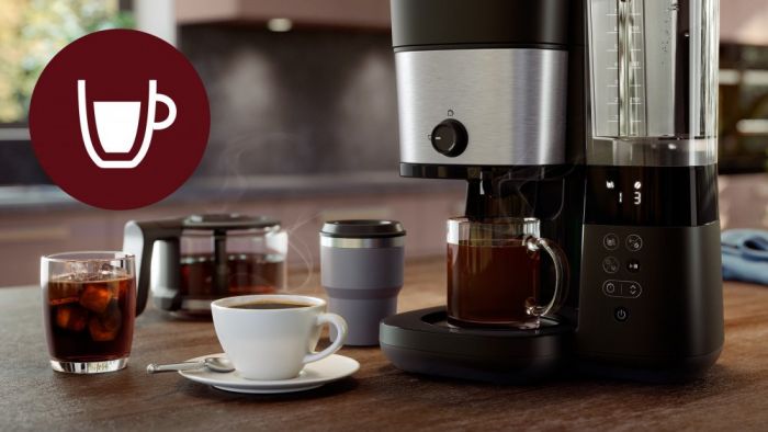 Кавоварка Philips крапельна All-in-1 Brew, 1.25л, зерно+мелена, дисплей, підігрів кавника, кавомолка, чорний