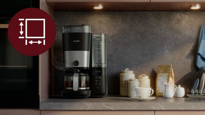 Кавоварка Philips крапельна All-in-1 Brew, 1.25л, зерно+мелена, дисплей, підігрів кавника, кавомолка, чорний