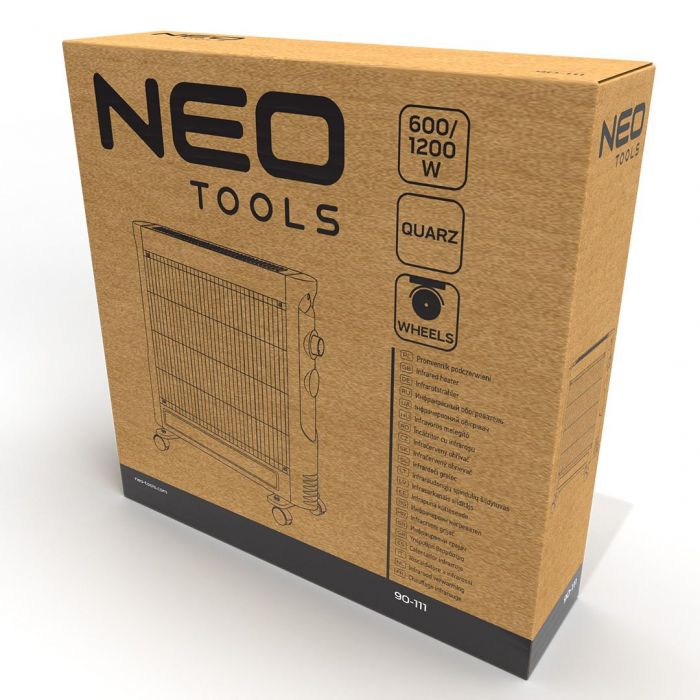 Обігрівач інфрачервоний Neo Tools, 1200Вт, кварцовий нагрів. елемент, чорний