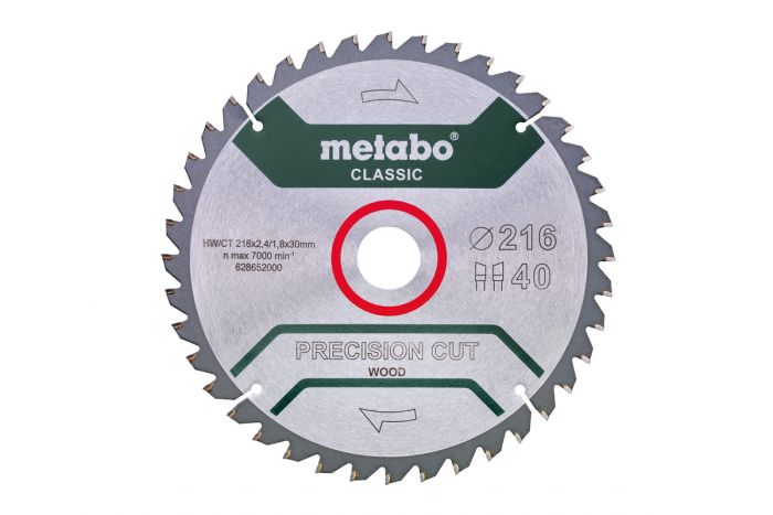 Диск пильний Metabo PRECISION CUT WOOD - CLASSIC, 216х2.4х30мм, 1.8мм, 40 зубців