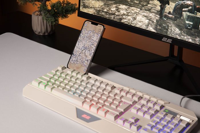 Клавіатура мембранна 2E GAMING KG315 110key, USB-A, EN/UA, RGB, білий