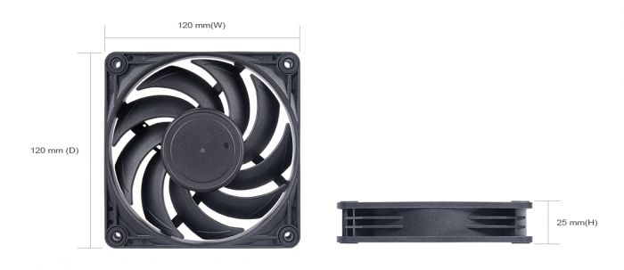 Корпусний вентилятор SilverStone Vista VS120B, 120мм, 2000rpm, 4pin PWM, 30.6dBa, чорний