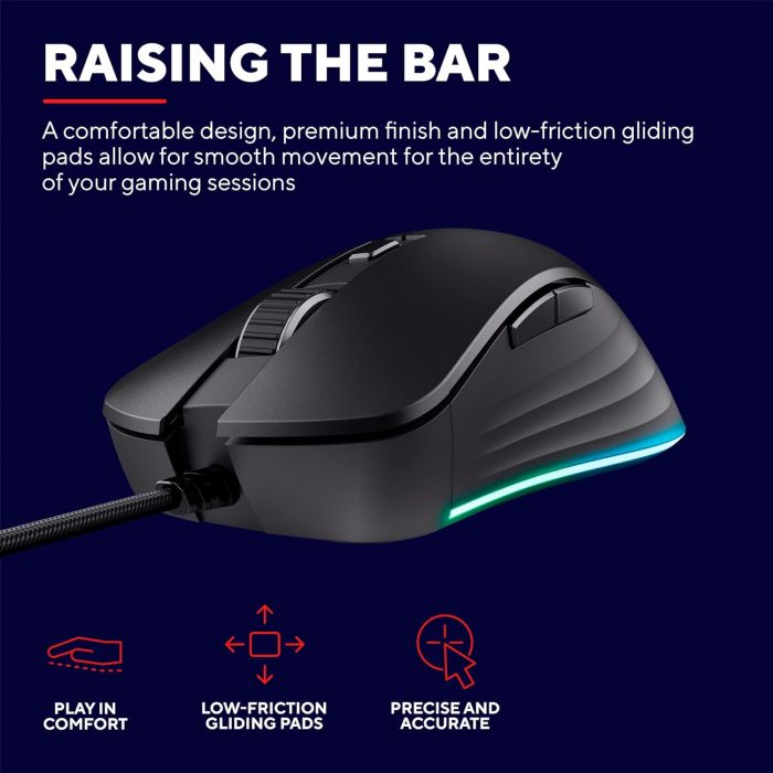 Миша Trust GXT924 YBAR+, USB-A, Чорний